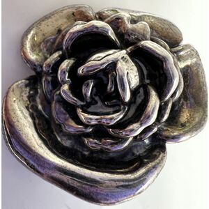 Vintage Israeli electroform sterling silver rose brooch/necklace.
